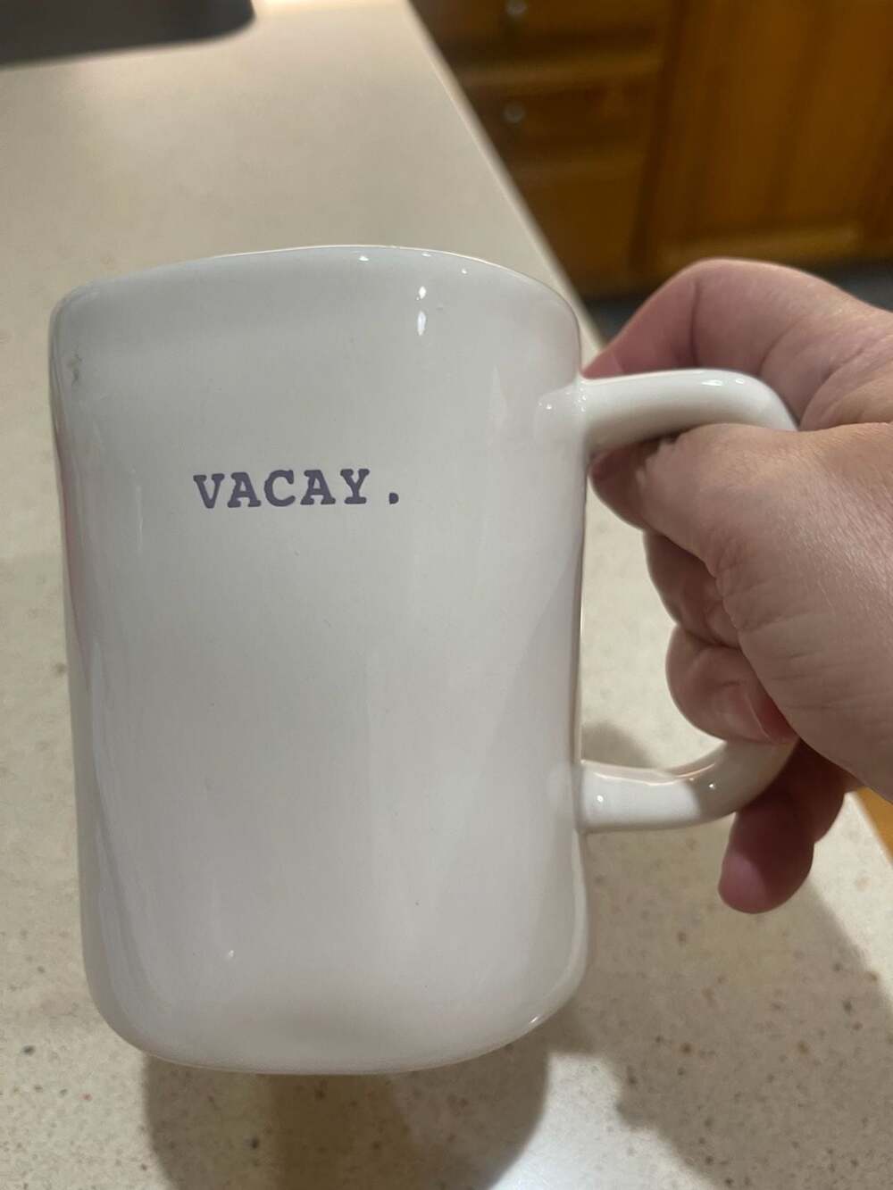 Rae Dunn Artisan Collection Vacay Coffee Mug White Purple Interior